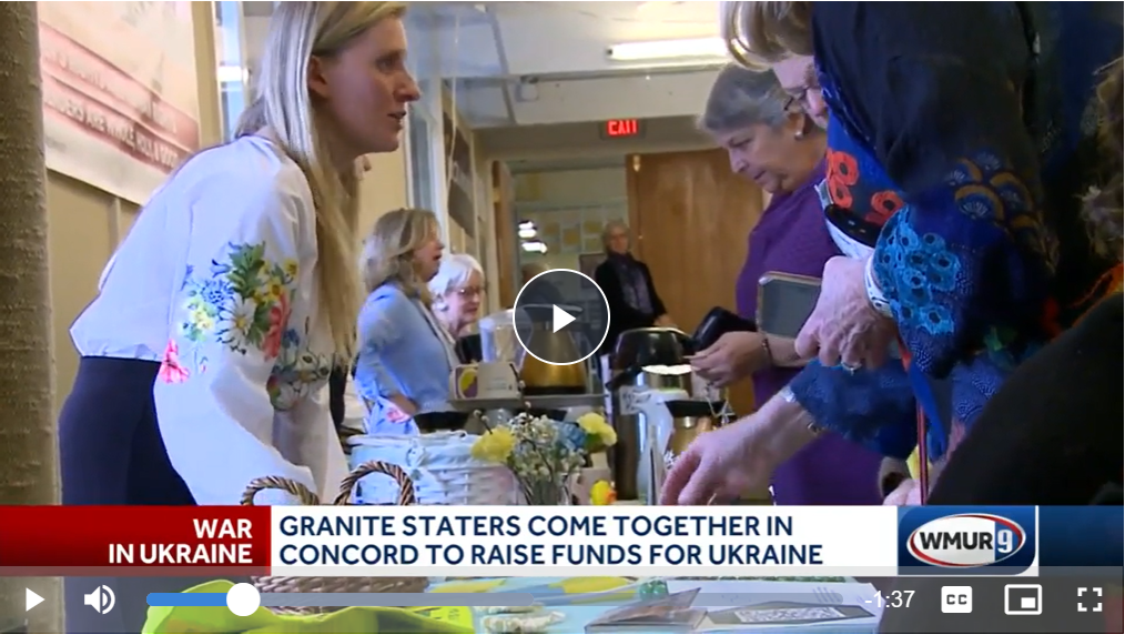 Screen shot of WMUR coverage of Voices United for Ukraine.